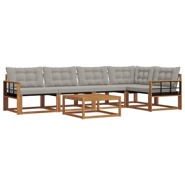 vidaXL Set di divani da esterno 6 pcs Grigio Naturale e Chiaro