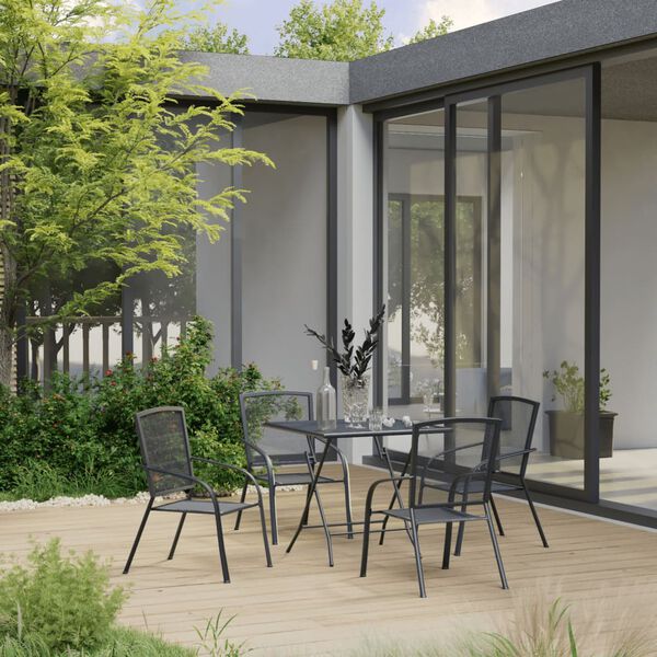 vidaXL Set Pranzo da Giardino 5 pz in Acciaio Antracite
