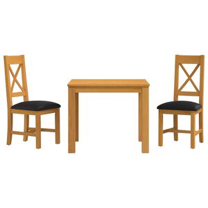 vidaXL Set da pranzo 3 pz Nero Legno di Quercia Massello