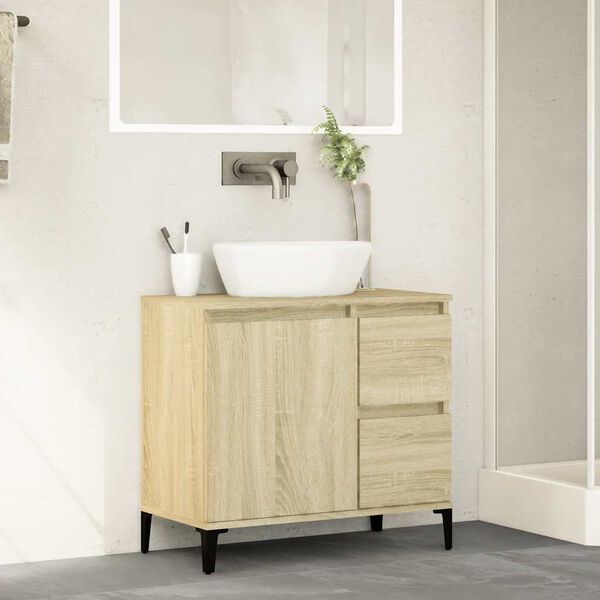 vidaXL Armadietto da Bagno Rovere Sonoma 65x33x60 cm Legno Multistrato