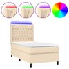 vidaXL Letto a Molle con Materasso e LED Crema 90x190 cm in Tessuto