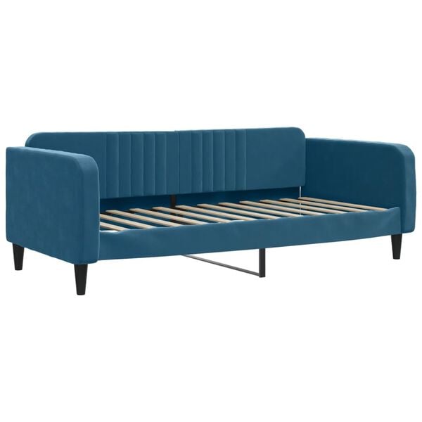 vidaXL Divano Letto con Materasso Blu 90x200 cm in Velluto