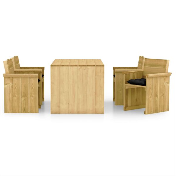 vidaXL Set Pranzo da Giardino 5pz con Cuscini Legno di Pino Impregnato