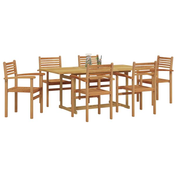 vidaXL Set da Pranzo per Giardino 7 pcs Marrone Legno di teak solido
