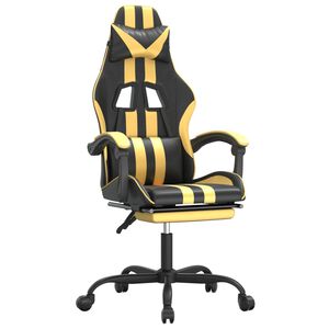 vidaXL Sedia da Gaming Girevole con Poggiapiedi Nero e Oro Similpelle