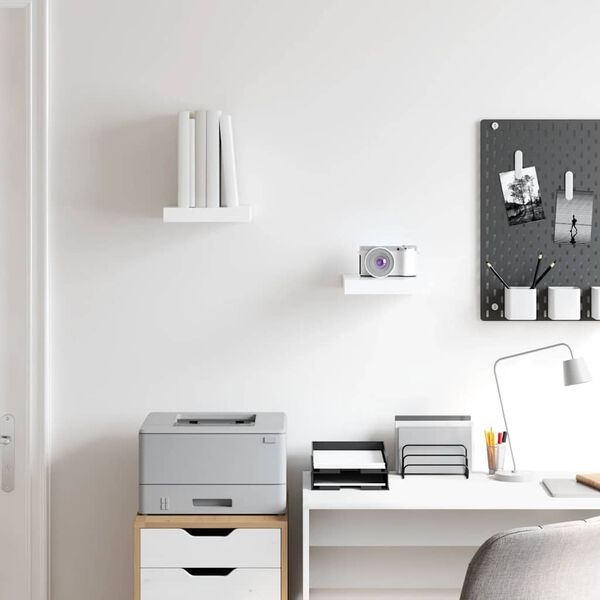 vidaXL Scaffali a Parete 2 pz Bianco Lucido 23x23,5x3,8 cm in MDF