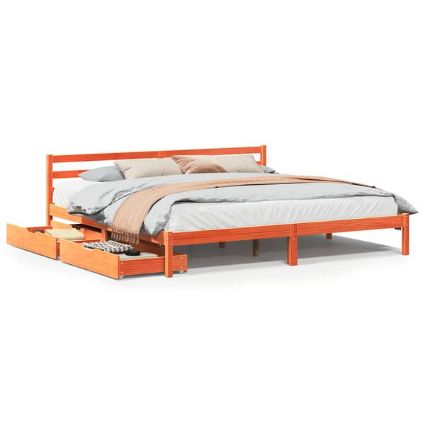 vidaXL Letto senza Materasso Marrone Cera 180x200 cm in Legno di Pino