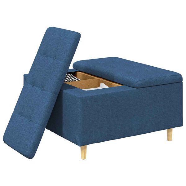 vidaXL Pouf contenitore con cuscino Blu 80 x 80 x 45 cm Tessuto