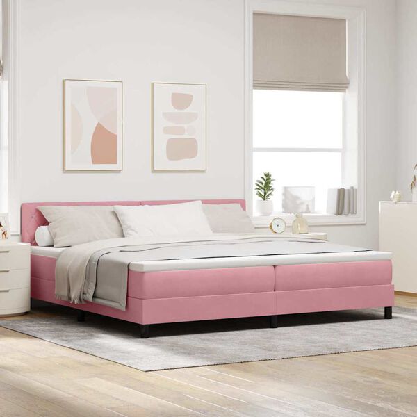 vidaXL Letto a Sorgente LED con materasso Rosa 200 x 200 cm Velluto