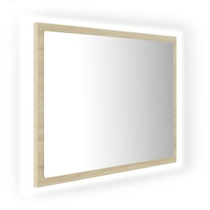 vidaXL Specchio da Bagno LED Rovere Sonoma 60x8,5x37 cm in Acrilico