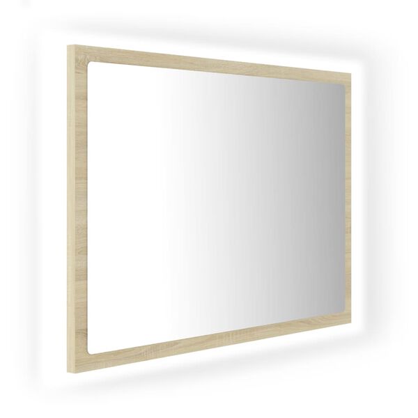 vidaXL Specchio da Bagno LED Rovere Sonoma 60x8,5x37 cm in Acrilico