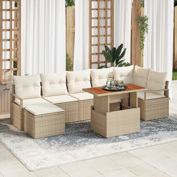 vidaXL Set Divano da Giardino 8 pcs Beige Poly Rattan