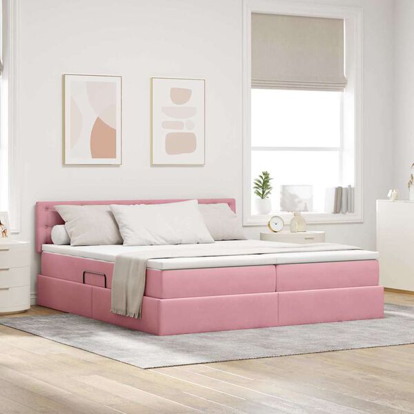 vidaXL Letto con Contenitore con materasso Rosa 90 x 200 cm