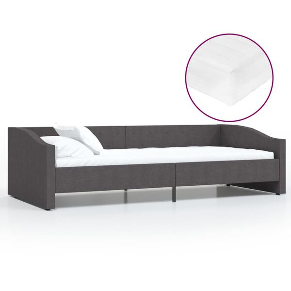 vidaXL Dormeuse con Materasso USB Grigio Scuro in Tessuto 90x200 cm