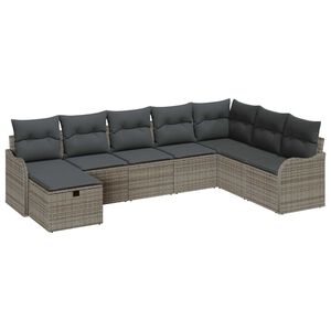 vidaXL Set di divani con cuscino 8 pcs Grigio polyrattan