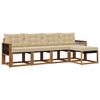 vidaXL Set di divani da esterno con cuscino 5 pcs Naturale e Beige