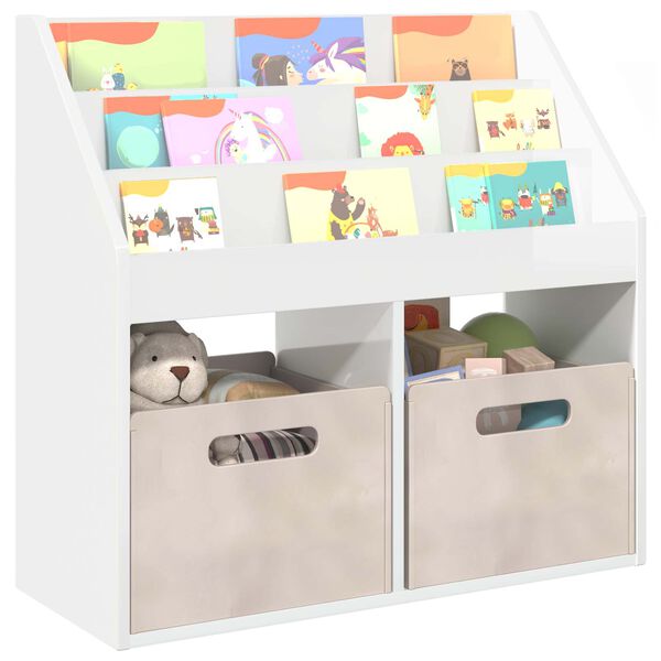 vidaXL Libreria per Bambini Bianco Lucido 72,5 x 29,5 x 69 cm
