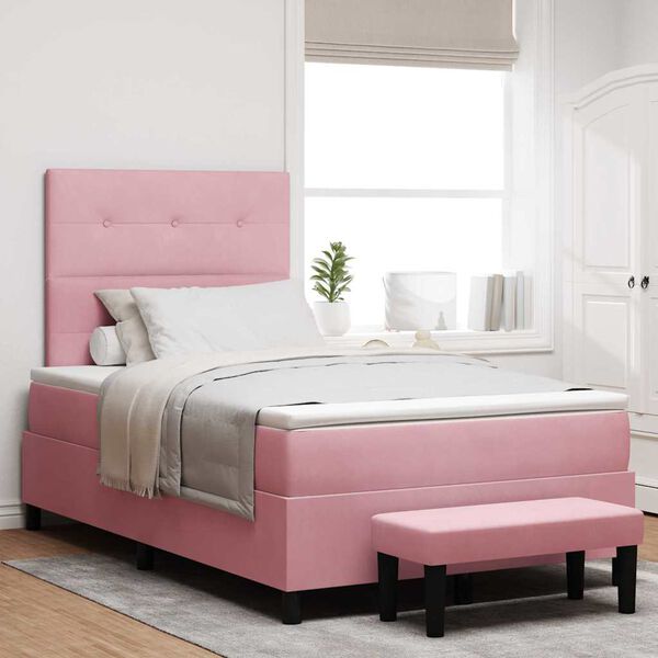 vidaXL Letto a molle con materasso Rosa 120 x 200 cm Velluto