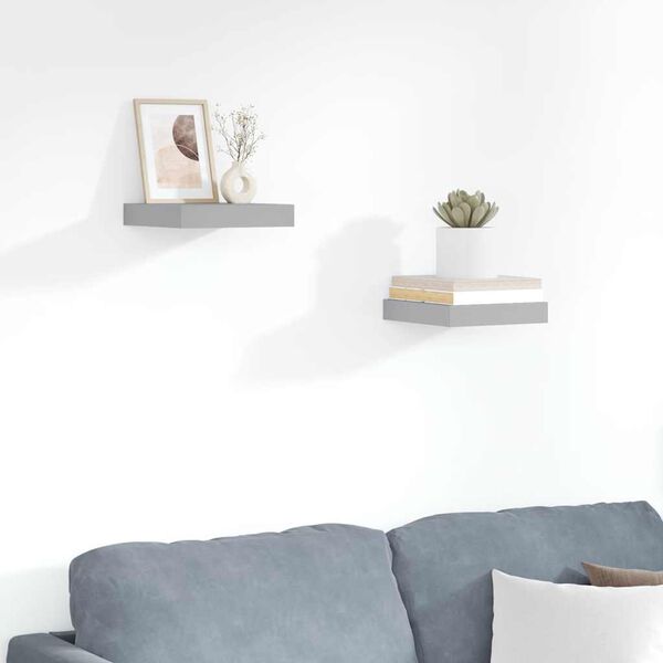 vidaXL Scaffali a Parete 2 pz Grigi 23x23,5x3,8 cm in MDF