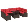 vidaXL Set Divano da Giardino con cuscino 10 pcs Marrone polyrattan