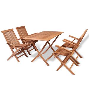 vidaXL Set da Pranzo per Esterni 5 pz in Legno Massello di Teak