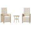 vidaXL Set da Bistr&ograve; 3 pz con Cuscini Beige in Polyrattan