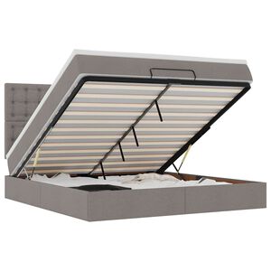 vidaXL Struttura Letto Pouf con Materasso Tortora 160x200cm in Tessuto