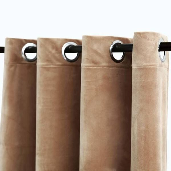 vidaXL Tende Oscuranti con Anelli 2 pz Beige in Velluto 140x245 cm