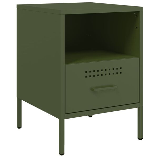 vidaXL Comodino Verde Oliva 36x39x50,5 cm in Acciaio