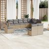 vidaXL Set Divano da Giardino 10 pz con Cuscini Beige Misto Polyrattan