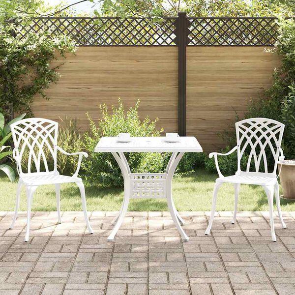 vidaXL Set di Tavolo da Giardino 3 pcs Bianco Alluminio pressofuso