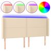 vidaXL Testiera a LED Crema 183x16x118/128 cm in Tessuto