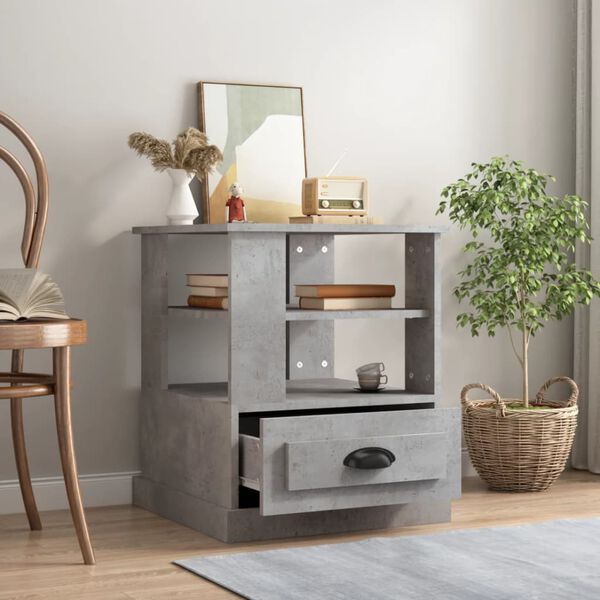 vidaXL Tavolino Grigio Cemento 50x50x60 cm in Legno Multistrato