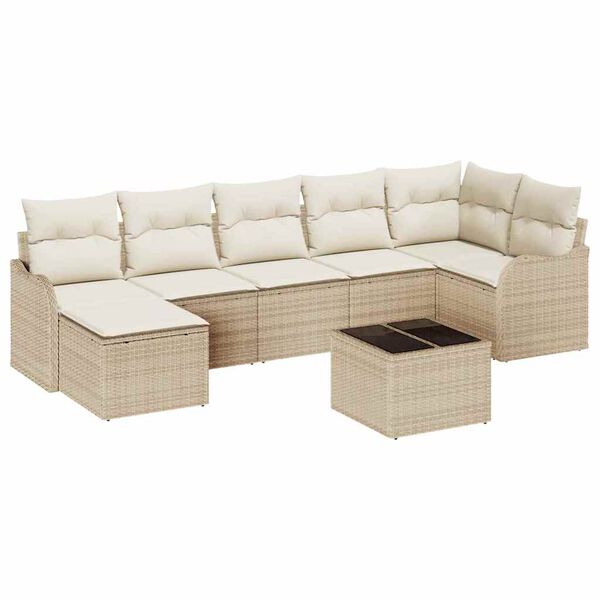 vidaXL Set Divano da Giardino Beige polyrattan