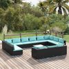 vidaXL Set Divani da Giardino 14 pz con Cuscini in Polyrattan Nero