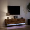 vidaXL Mobile TV a Parete con Luci LED Rovere Fumo 140x31x38 cm