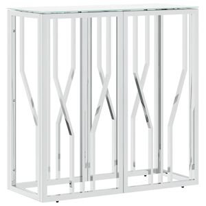 vidaXL Tavolino Consolle Argento 70x30x70 cm in Acciaio Inox e Vetro