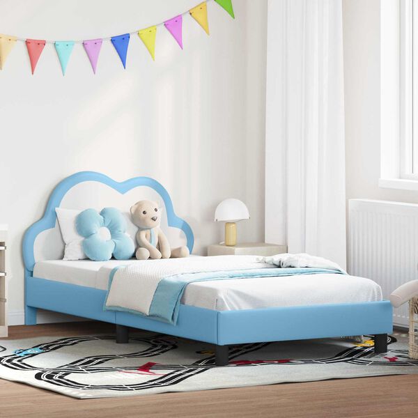 vidaXL Struttura letto bambini con testata Blu 80 x 200 cm PU