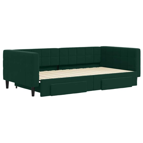 vidaXL Divano Letto Estraibile Cassetti Verde Scuro 100x200cm Velluto