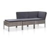 vidaXL Set Divani da Giardino 3 pz con Cuscini in Polyrattan Grigio