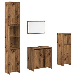 vidaXL Set Mobili da Bagno 4 pz Legno Antico in Legno Multistrato
