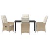 vidaXL Set da Pranzo per Giardino con cuscino 5 pcs Beige polyrattan
