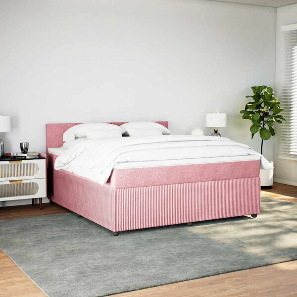 vidaXL Giroletto a Molle con Materasso Rosa 180x200 cm in Velluto