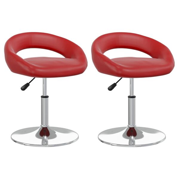 vidaXL Sedie da Pranzo Girevoli 2 pz Rosso Vino in Similpelle