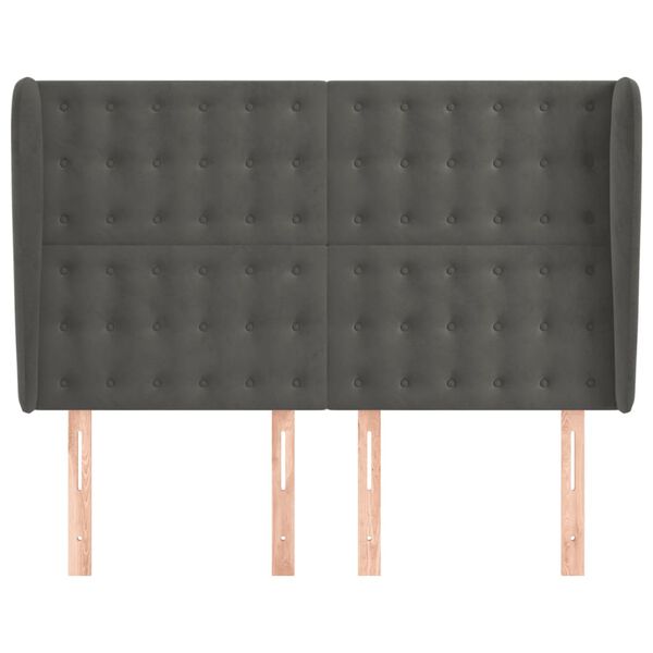 vidaXL Testiera ad Orecchio GrigioScuro 147x23x118/128cm in Velluto