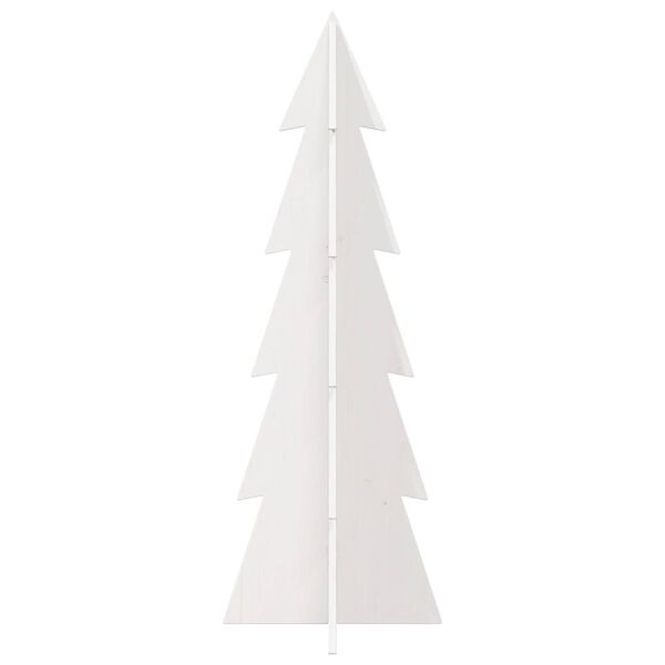 vidaXL Albero di Natale Decorativo Bianco 112 cm Legno Massello Pino