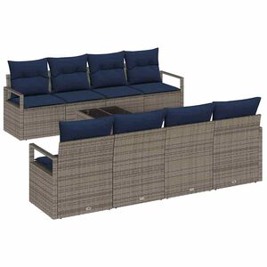 vidaXL Set di divani con cuscino 7 pcs Grigio e Blu polyrattan