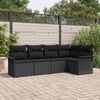 vidaXL Set Divano da Giardino con cuscino 5 pcs Nero polyrattan