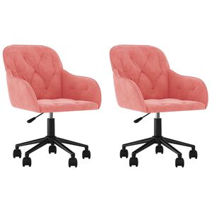 vidaXL Sedie da Pranzo Girevoli 2 pz Rosa in Velluto