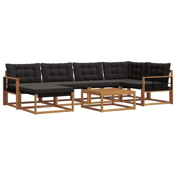 vidaXL Set di divani da esterno con cuscino 19 pcs Naturale e Nero